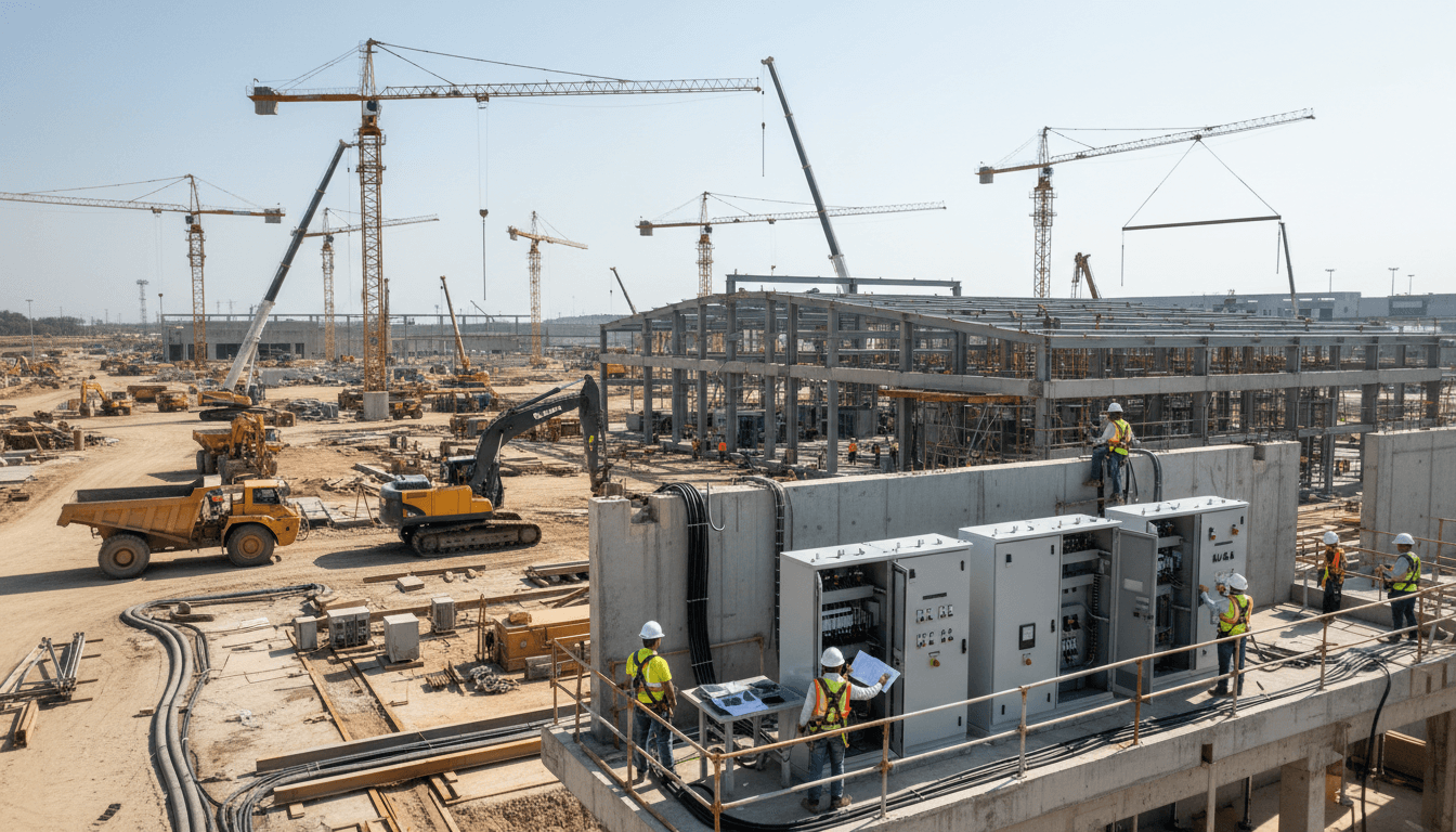Équipe de construction de Sadara Al Jazira travaillant sur infrastructure électrique et civile